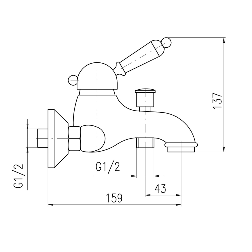 RAV Slezák L554.5SM - Badewannenarmatur LABE RETRO 13,7 cm Antikmessing