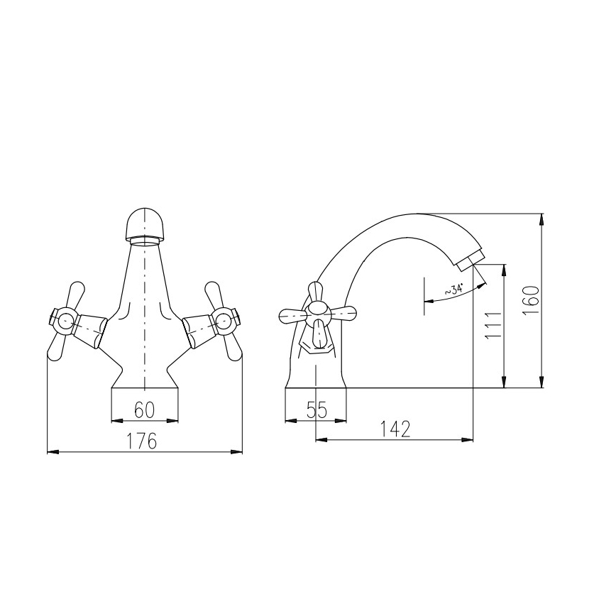 RAV Slezák MK128.0CMATSM - Waschtischarmatur MORAVA RETRO 16 cm schwarz/messing