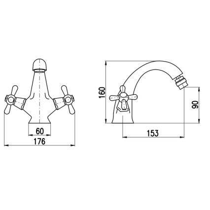 RAV Slezák MK143.0SM - Bidet-Armatur + Ablaufgarnitur MORAVA RETRO 16 cm Antikmessing