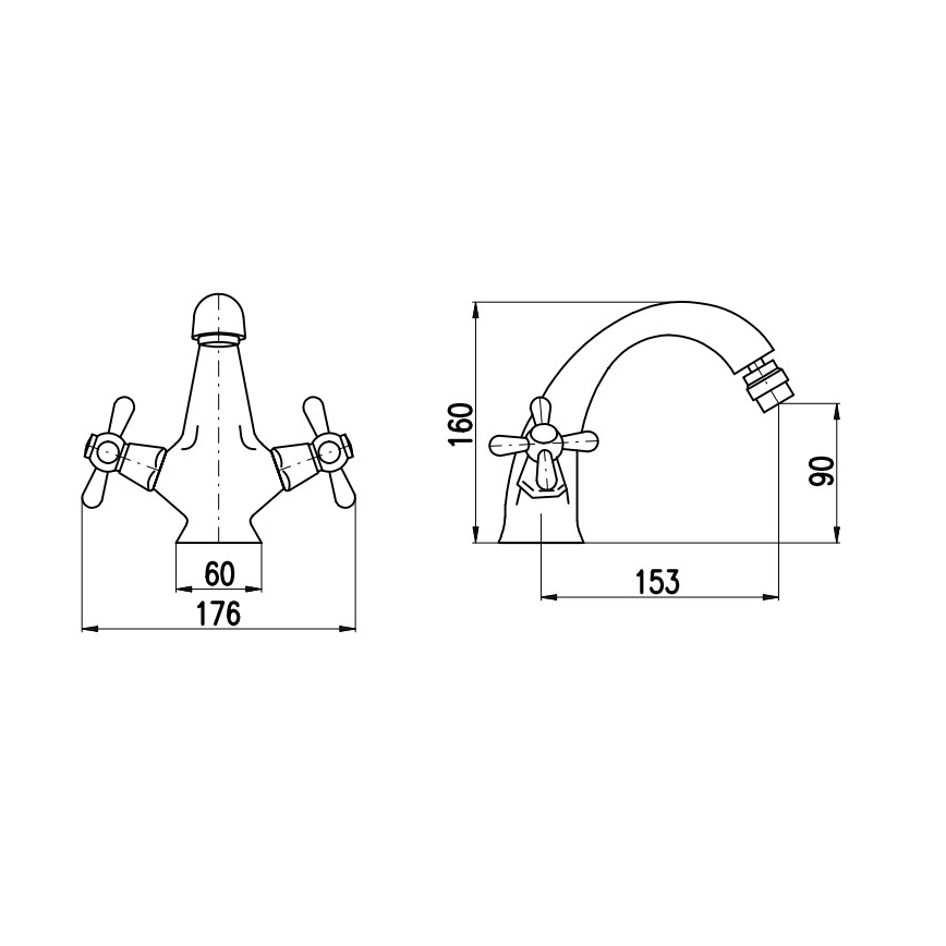 RAV Slezák MK143.0SM - Bidet-Armatur + Ablaufgarnitur MORAVA RETRO 16 cm Antikmessing