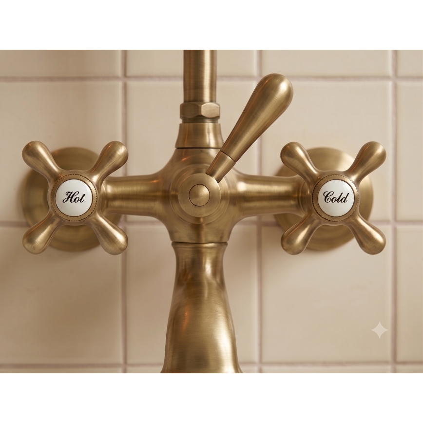 RAV Slezák MK159.5/2SM - Wannen-Set mit MORAVA RETRO-Armatur, Antikmessing