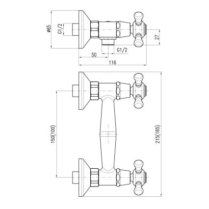 RAV Slezák MK180.5SM - Duscharmatur MORAVA RETRO in Antikmessing