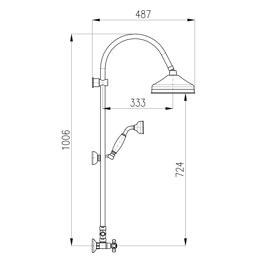 RAV Slezák MK181.5/3SM - Duschgarnitur mit Mischbatterie MORAVA RETRO, Antikmessing