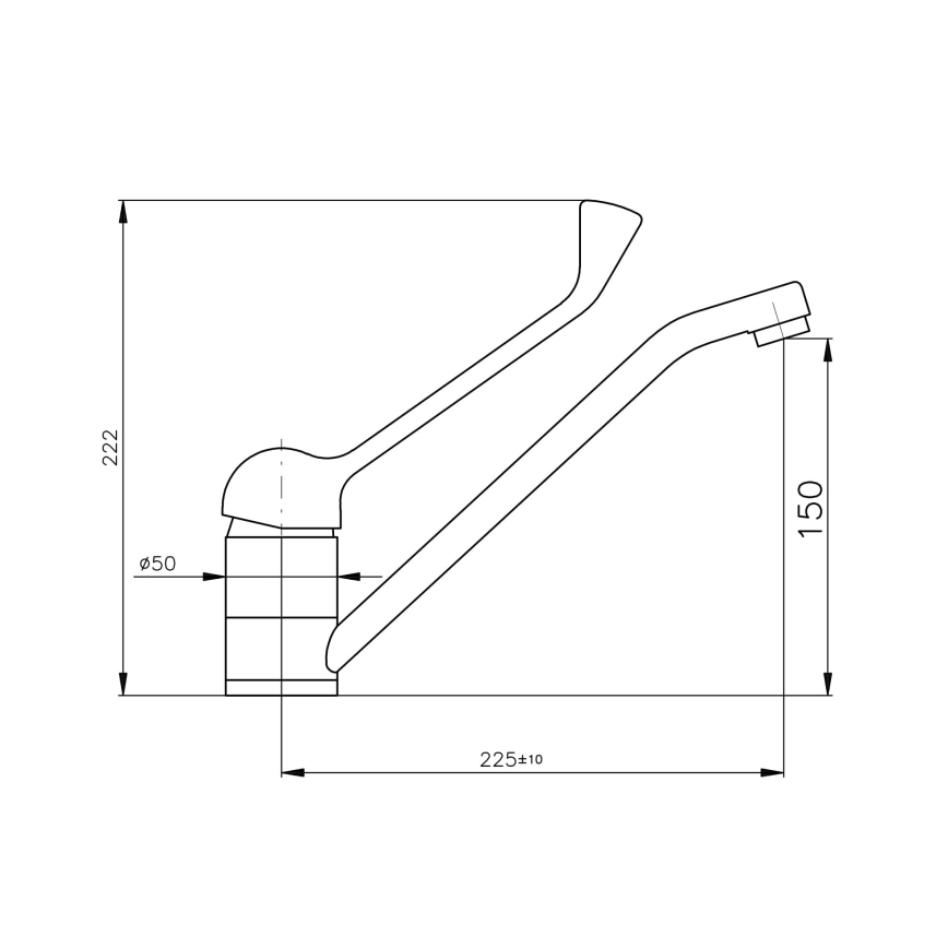 RAV Slezák MS605.0 - Waschbeckenarmatur mit medizinischem Hebel MISSISSIPPI 22,2 cm Hochglanz-Chrom