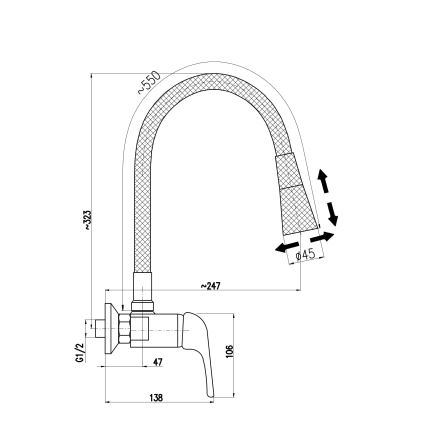 RAV Slezák SA002.5/13S - Spültischarmatur SAZAVA 32,3 cm grau/hochglanzchrom