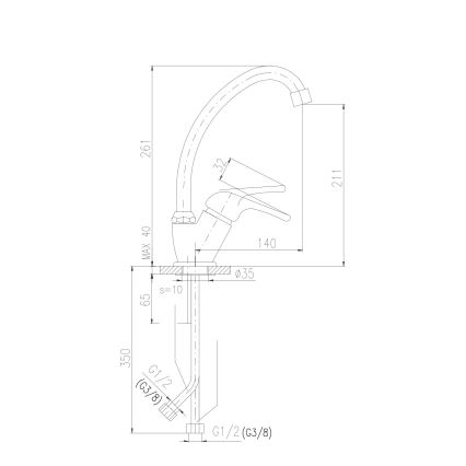 RAV Slezák SA006.0/1 - Spültischarmatur SAZAVA 26,1 cm, glänzender Chrom
