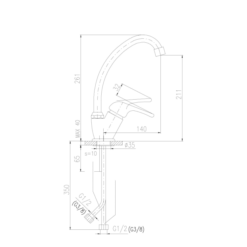 RAV Slezák SA006.0/1 - Spültischarmatur SAZAVA 26,1 cm, glänzender Chrom