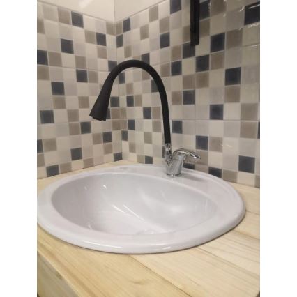 RAV Slezák SA006.0/13 - Spültischarmatur mit flexiblem Auslauf SAZAVA 35,6 cm schwarz/glänzender Chrom