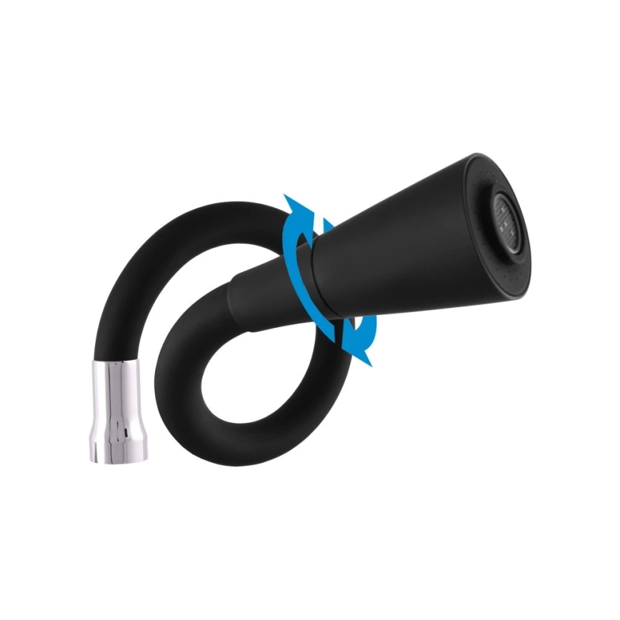 RAV Slezák SA006.0/13 - Spültischarmatur mit flexiblem Auslauf SAZAVA 35,6 cm schwarz/glänzender Chrom