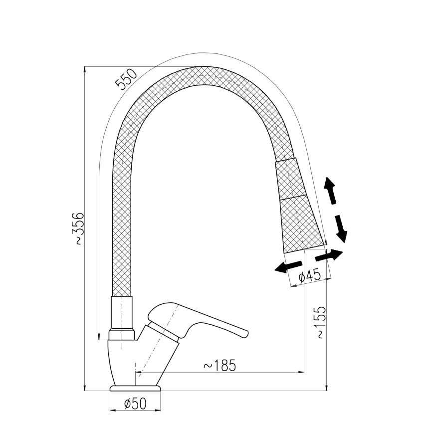 RAV Slezák SA006.0/13CB - Spültischarmatur mit flexiblem Auslauf SAZAVA 35,6 cm weiß/Glanzchrom