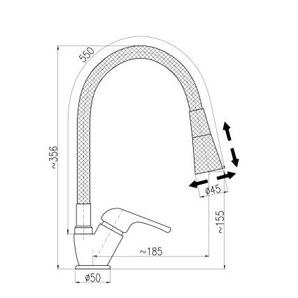 RAV Slezák SA006.0/13S - Spültischarmatur mit flexiblem Auslauf SAZAVA 35,6 cm grau/glänzender Chrom