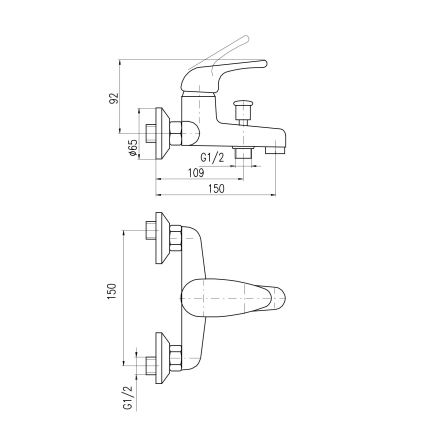 RAV Slezák SA054.5 - Badewannenarmatur SAZAVA hochglänzend verchromt