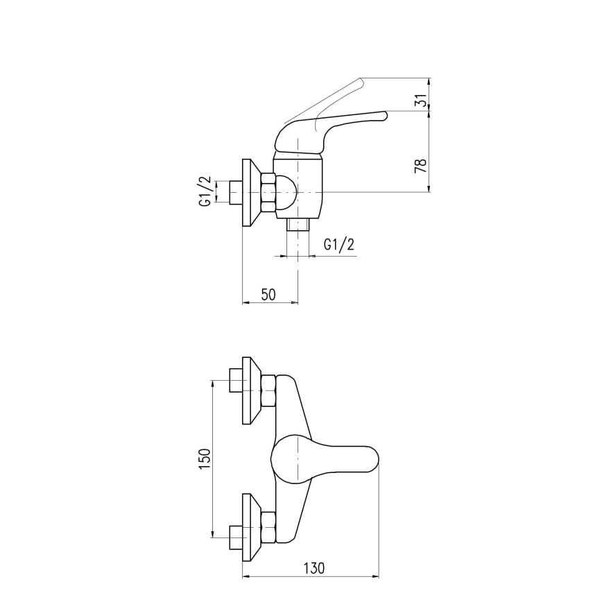 RAV Slezák SA080.5 - Duscharmatur SAZAVA, Hochglanz-Chrom