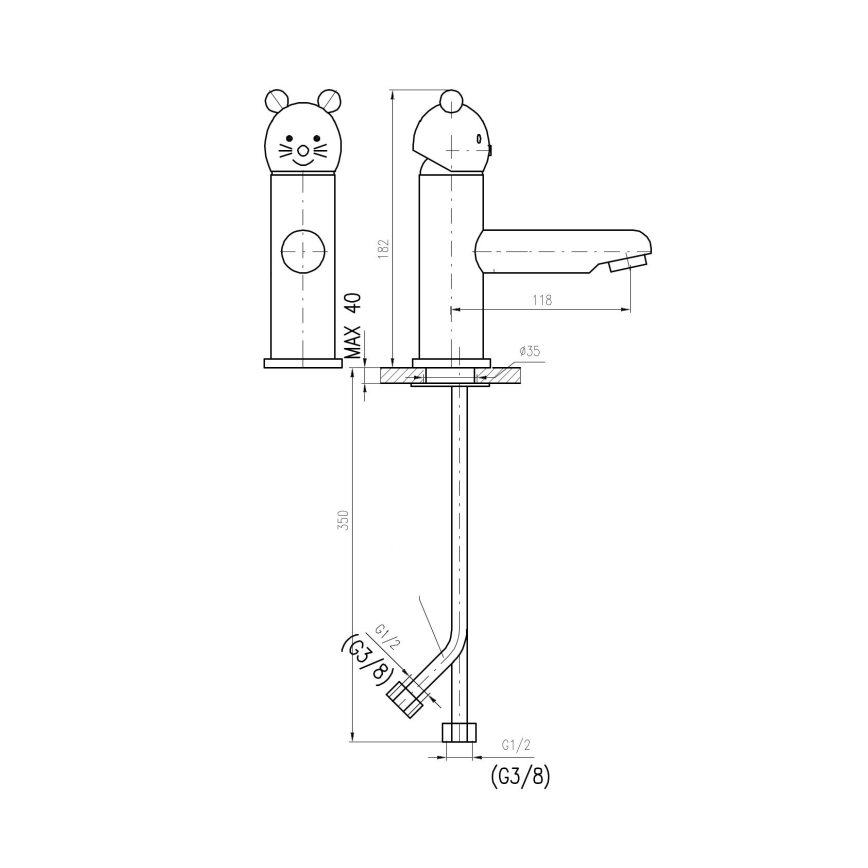 RAV Slezák SE326.0 - Waschtischarmatur JUNIOR 18,2 cm rot/blau