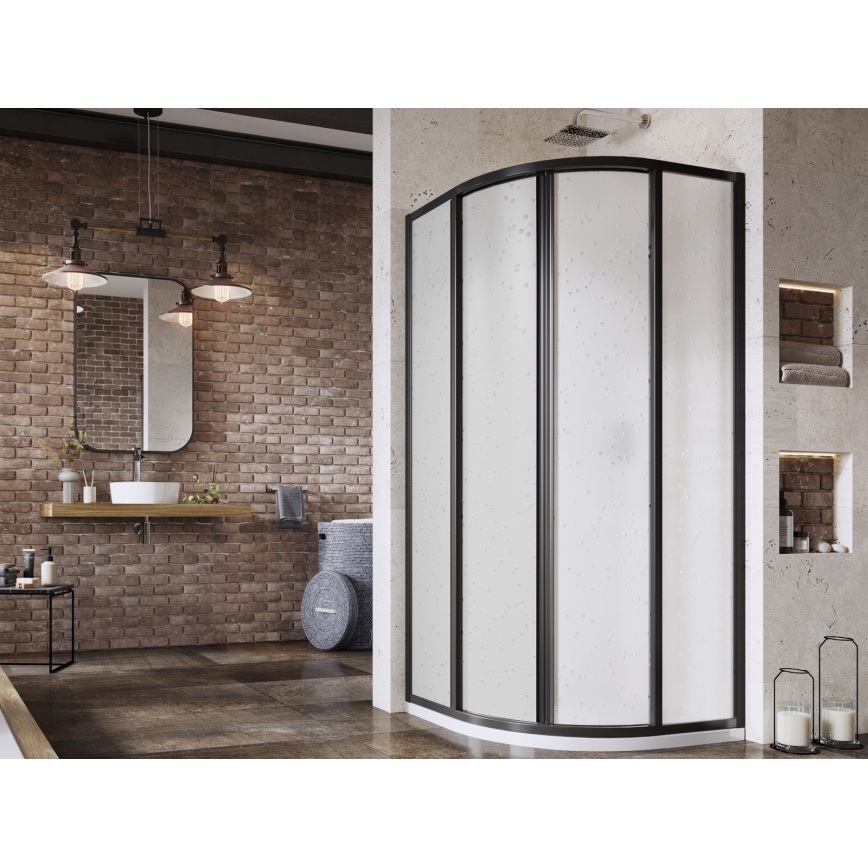 Ravak 3114O30211 - SUPERNOVA vierteilige viertelkreisförmige Duschkabine 80x80 cm schwarz
