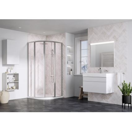 Ravak 3114OU02Z1 - vierteilige, viertelkreisförmige Duschkabine SUPERNOVA 80x80 cm Satin