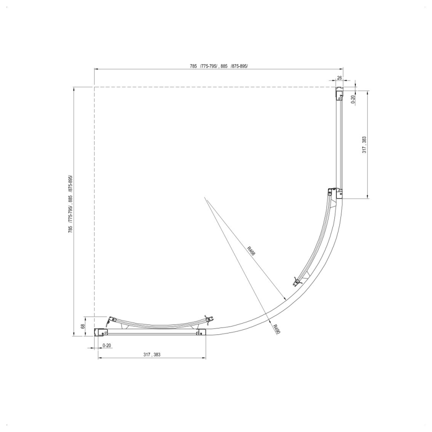 Ravak 3117O10211 - Viertelkreis-Duschkabine SUPERNOVA, vierteilig, 90x90 cm, weiß