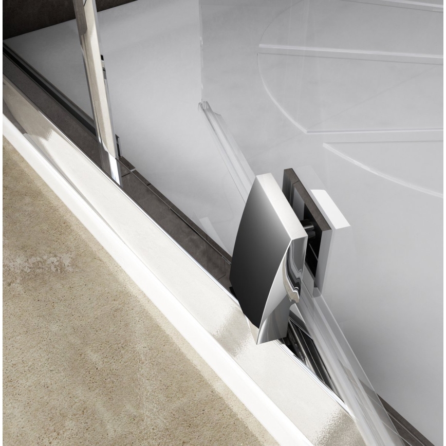 Ravak 37677U00Z1 - Dreiteilige viertelkreisförmige Duschkabine PIVOT 90x90 cm satiniert