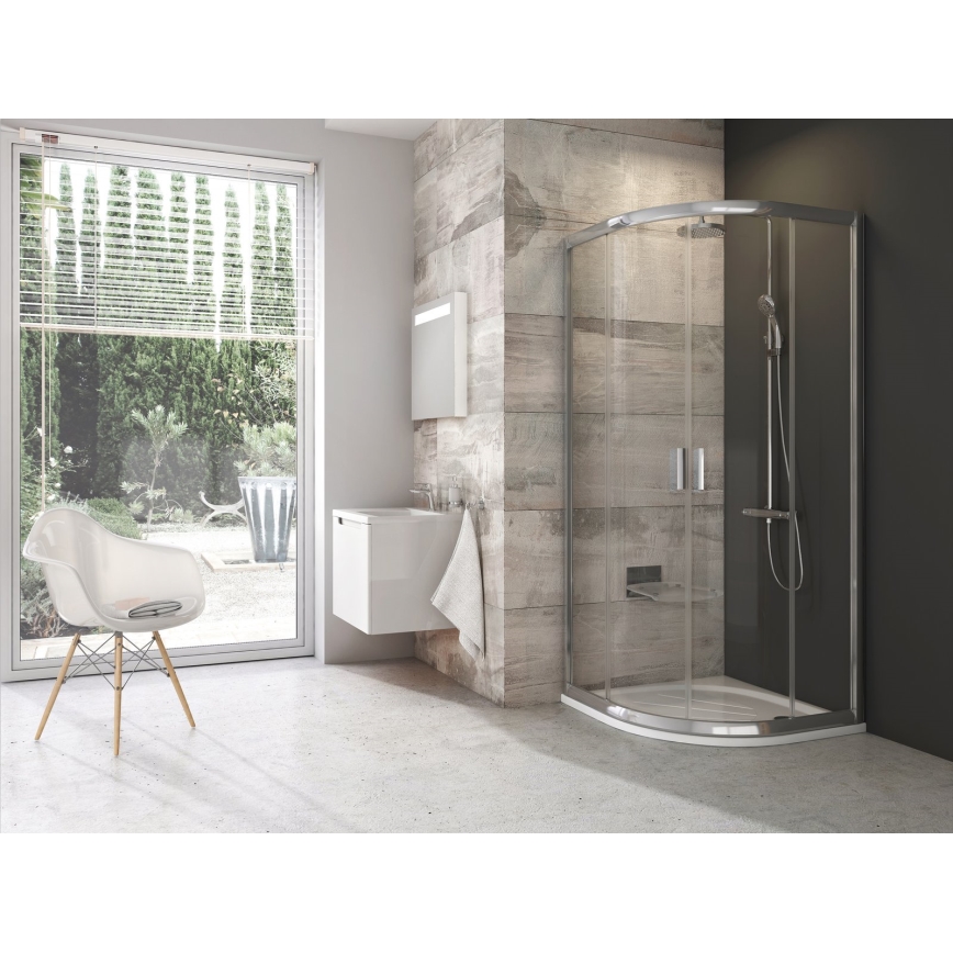 Ravak 3B240C00Z1 - Viertelkreisförmige vierteilige Duschkabine BLIX 80x80 cm, glänzender Chrom