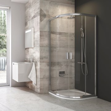 Ravak 3B240C00Z1B - Viertelkreisförmige vierteilige Duschkabine BLIX 80x80 cm, glänzend verchromt