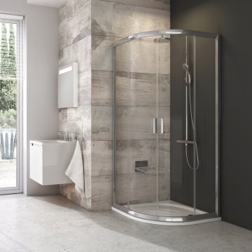 Ravak 3B270C00Z1B - viertelkreisförmige vierteilige Duschkabine BLIX 90x90 cm, glänzender Chrom