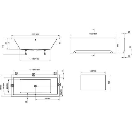 Ravak C691000000 - Badewanne FORMY 170x75 cm Acryl/weiß