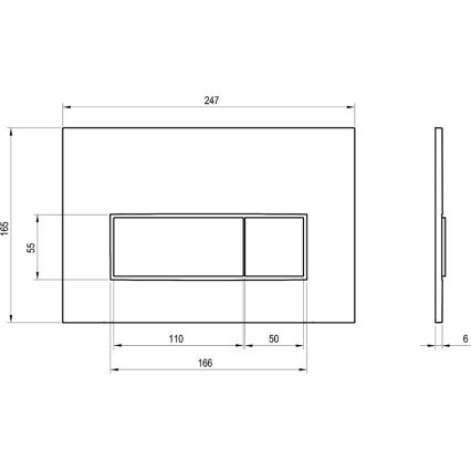Ravak X01744 - Betätigungsplatte UNI SLIM 24,7x16,5 cm schwarz