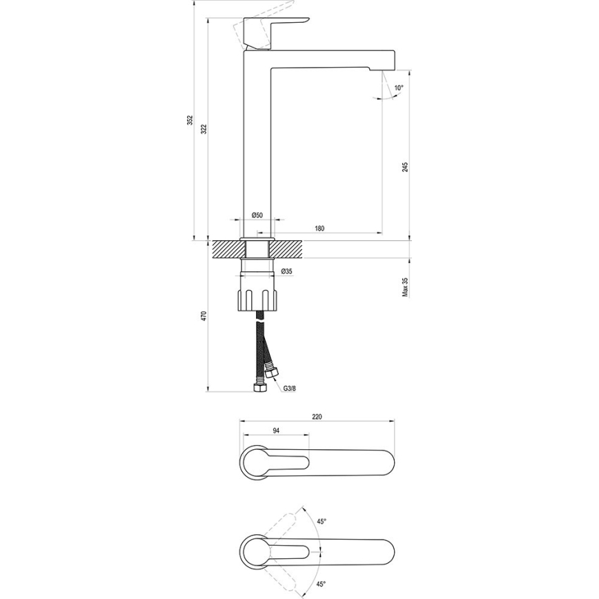 Ravak X070114 - Waschtischarmatur PURI 32,2 cm glänzender Chrom