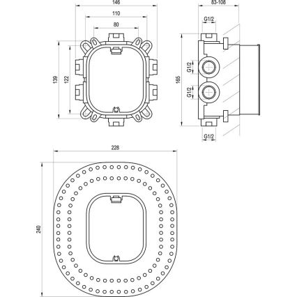 Ravak X070139 - Grundkörper für Unterputzarmaturen R-BOX VARI 13,9 x 14,6 cm