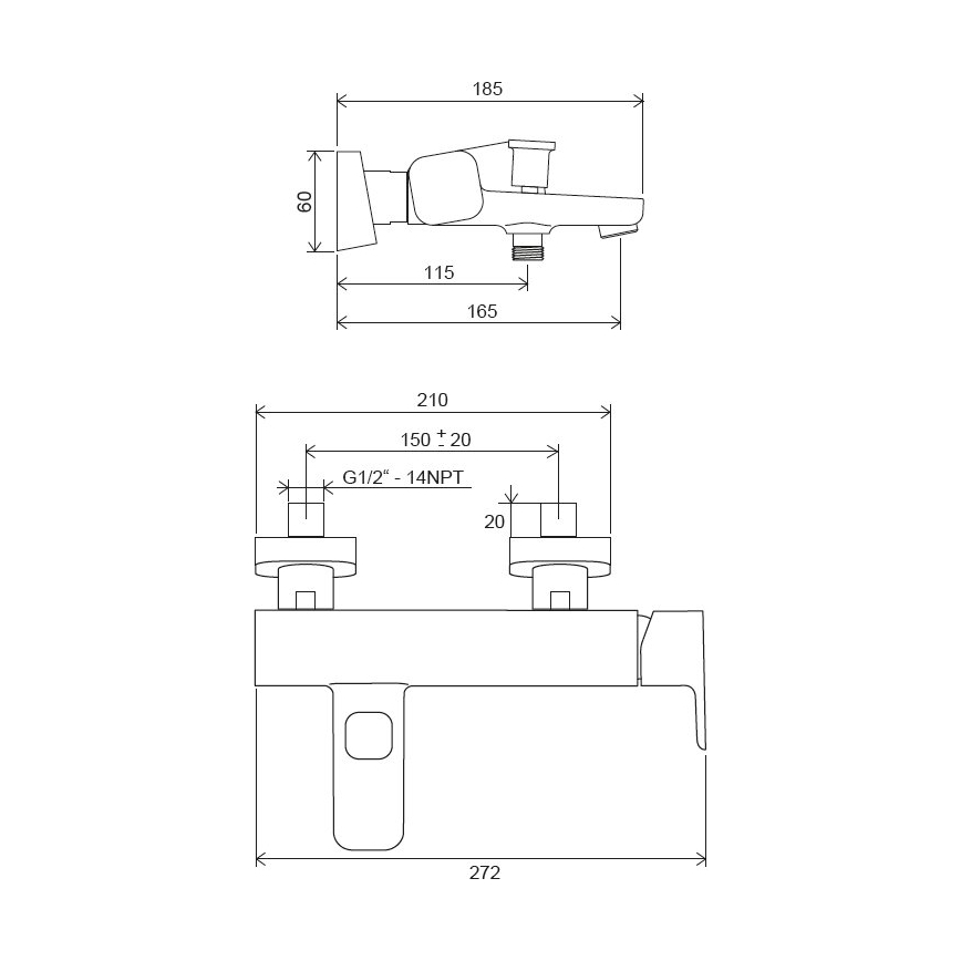 Ravak X070152 - Badewannenarmatur FREE schwarz