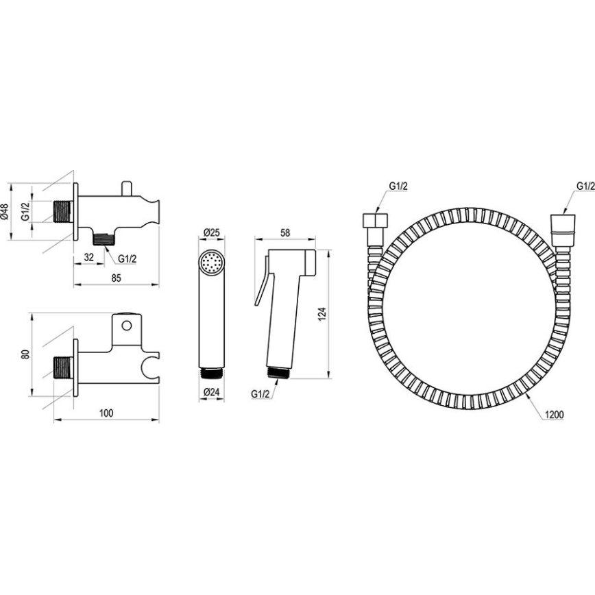 Ravak X070166 - Hand-Bidetbrause zur Unterputzmontage, glänzender Chrom