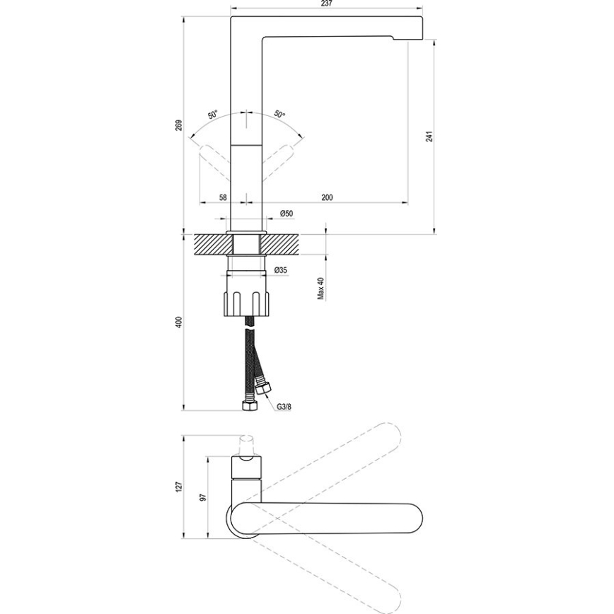 Ravak X070183 - Waschtischarmatur PURI 26,9 cm schwarz