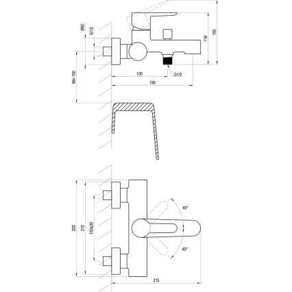 Ravak X070192 - Badewannenarmatur PURI schwarz
