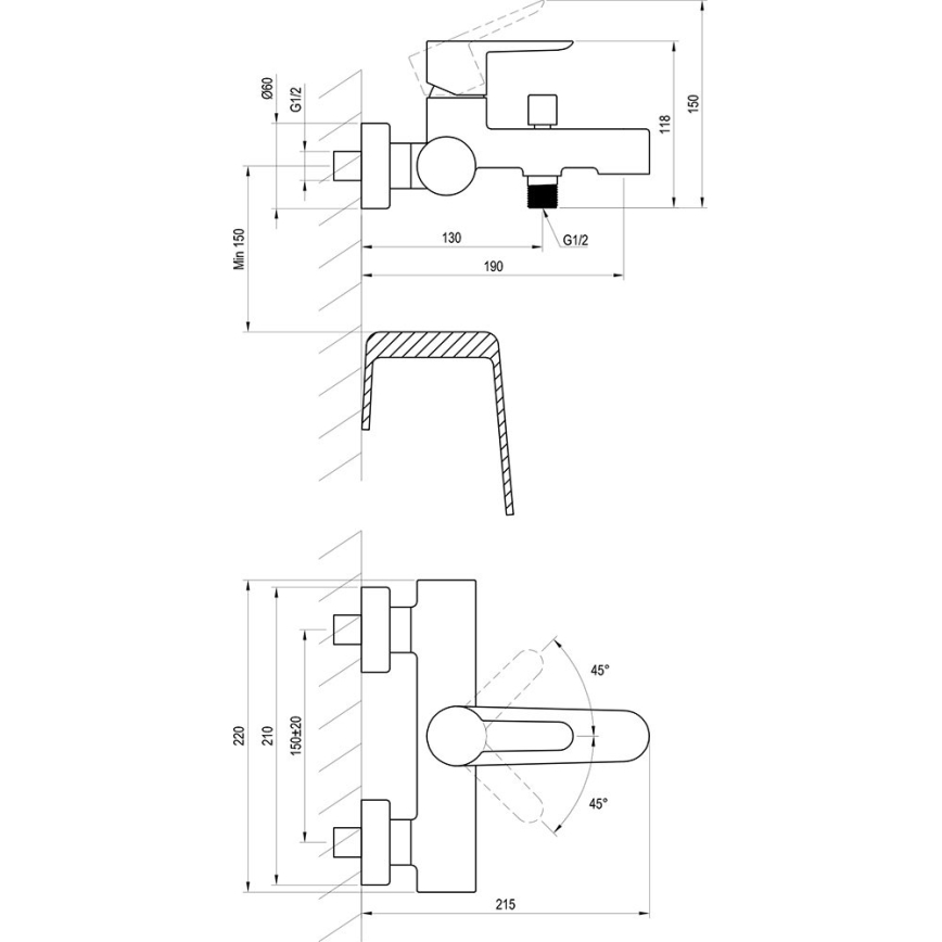 Ravak X070192 - Badewannenarmatur PURI schwarz