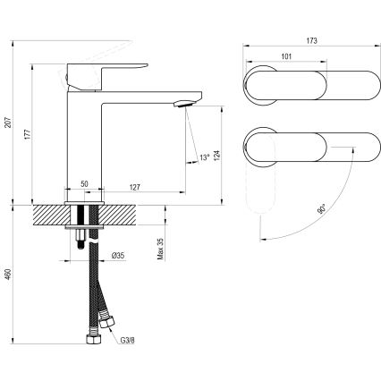 Ravak X070460 - Waschtischarmatur CHROME 17,7 cm schwarz
