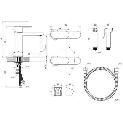 Ravak X070462 - Waschbeckenarmatur mit Bidetbrause CHROME schwarz