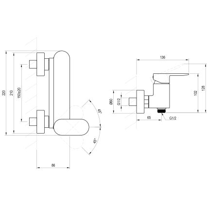 Ravak X070464 - Duscharmatur CHROME schwarz