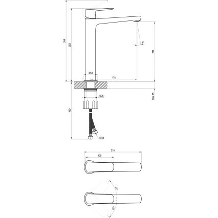 Ravak X070478 - Waschtischarmatur LIFE 28 cm schwarz