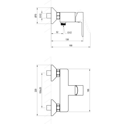 Ravak X070486 - Duscharmatur SOLAR glänzender Chrom