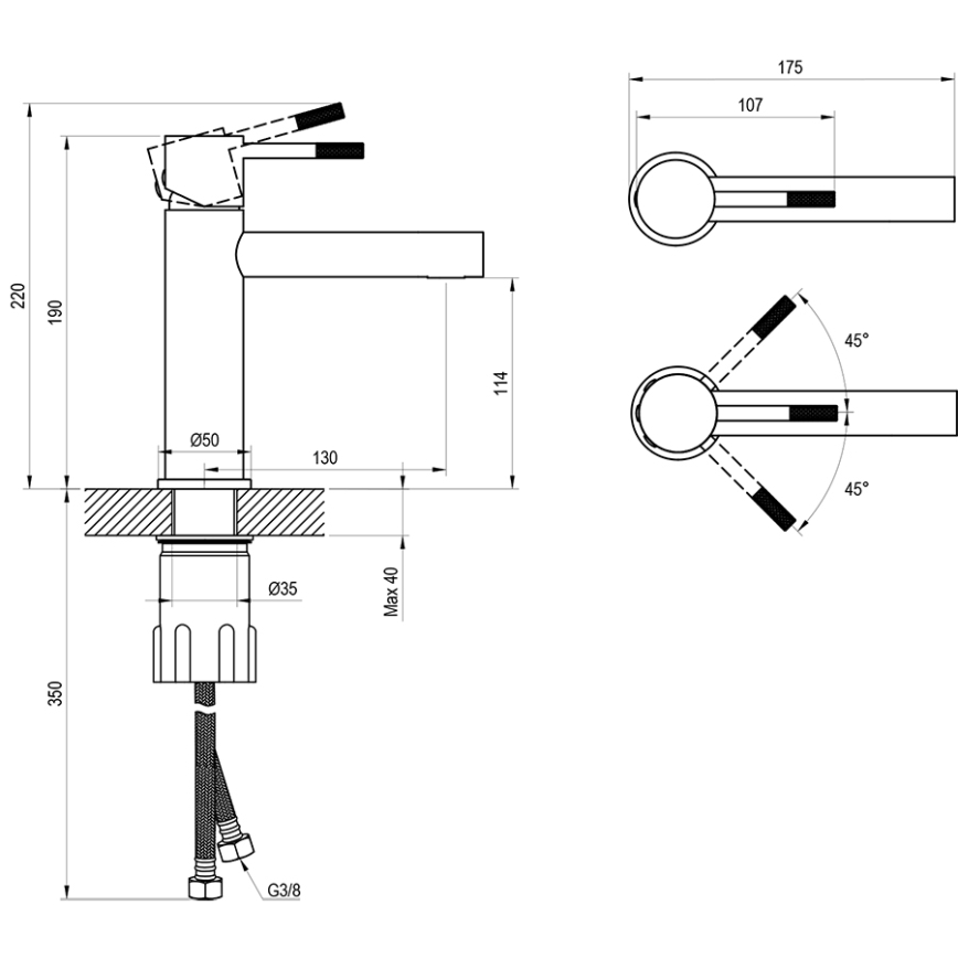 Ravak X070644 - Waschtischarmatur NOX 19 cm gebürsteter Edelstahl