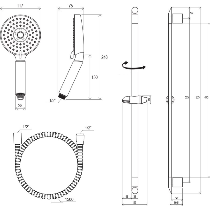 Ravak X07P177 - Duschset in Hochglanzchrom