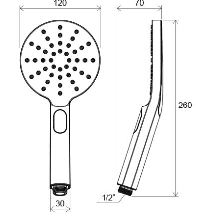 Ravak X07P233 - Handbrause mit Drucktaste FLAT, Hochglanz-Chrom