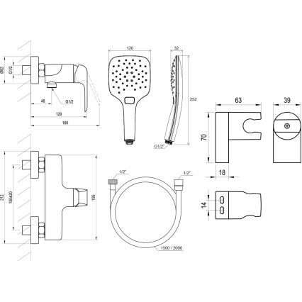 Ravak X07S116 - Duschset mit Einhebelmischer FLAT matt schwarz
