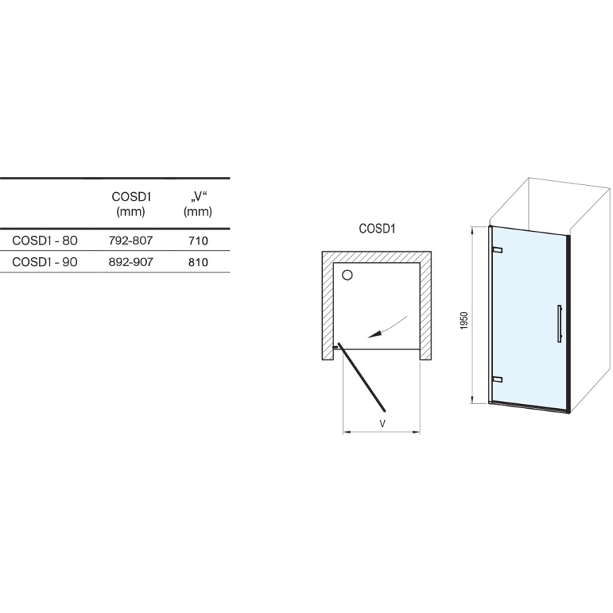 Ravak X0VV40300Z1 - Duschtür COOL 80x195 cm schwarz