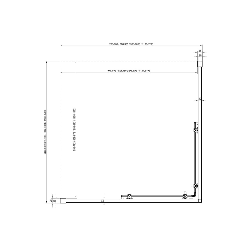 Ravak X1LM70300Z1 - vierteilige Eck-Duschkabine BLIX SLIM 90x90 cm schwarz