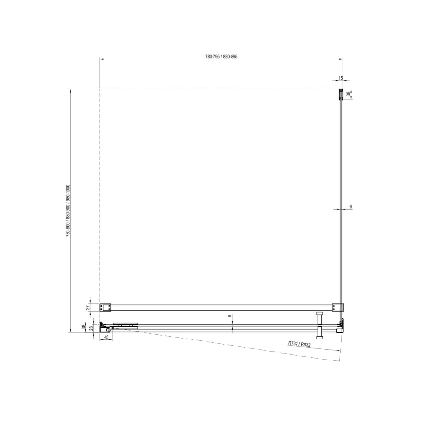 Ravak X9VV40300Z1 - Feste Duschwand COOL 80x195 cm schwarz