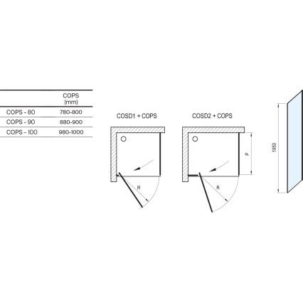 Ravak X9VV40A00Z1 - Feststehende Duschwand COOL 80x195 cm glänzender Chrom
