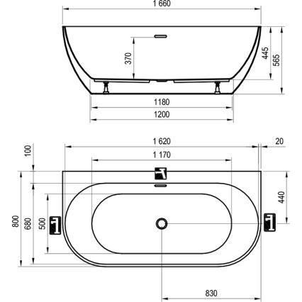 Ravak XC00100024 - Badewanne FREEDOM 166x80 cm Acryl/Hochglanzweiß