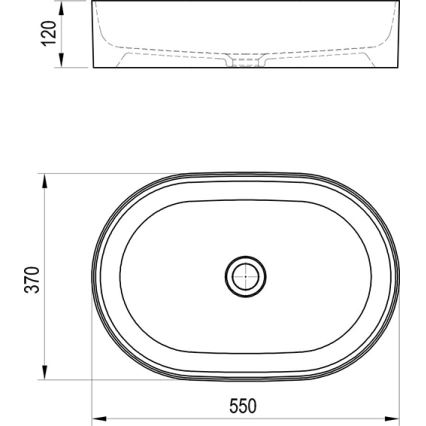 Ravak XJX01155001 - Aufsatzwaschbecken CERAMIC SLIM 55x37 cm Keramik/weiß