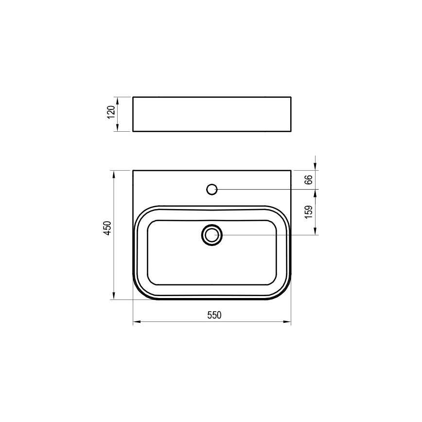 Ravak XJX01155006 - Aufsatzwaschbecken CERAMIC SLIM 55x45 cm Keramik/weiß